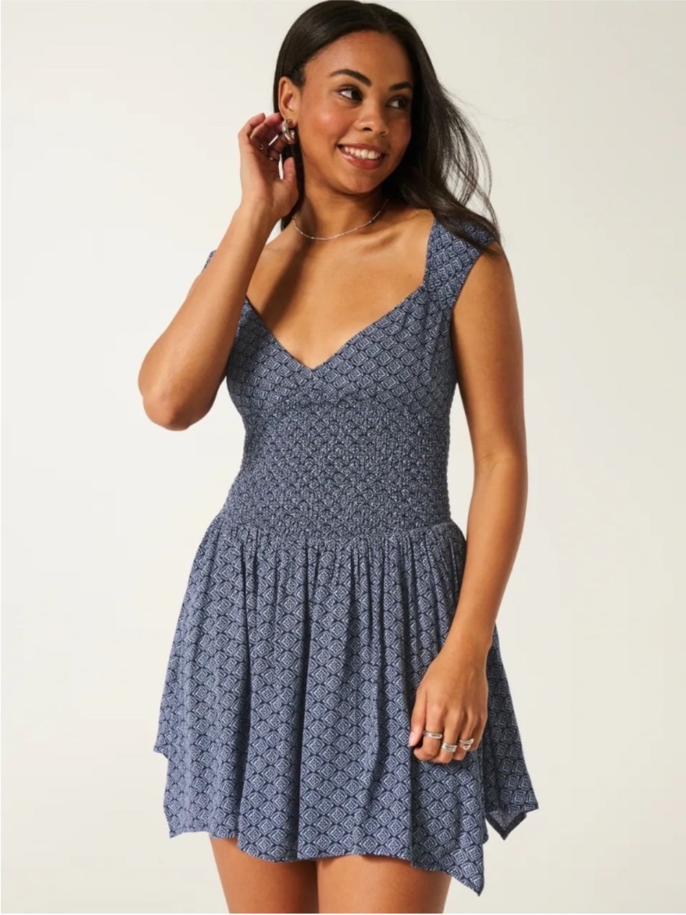 Hollister OFF-THE-SHOULDER ASYMMETRICAL HEM MINI DRESS Sz XL Petite
